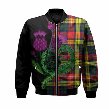Dewar Tartan Bomber Jacket Traditional Scottish Thistle