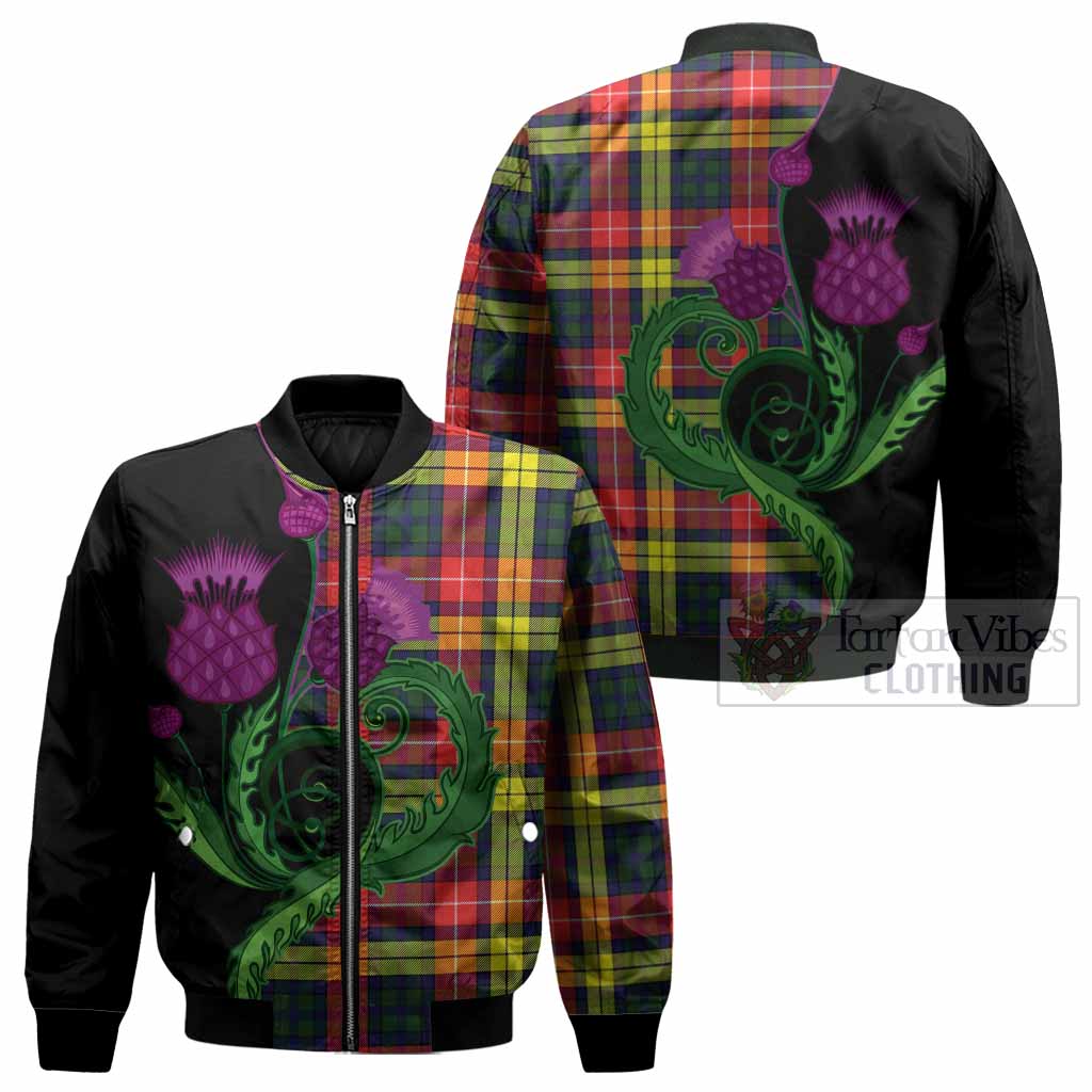 Dewar Tartan Bomber Jacket Traditional Scottish Thistle