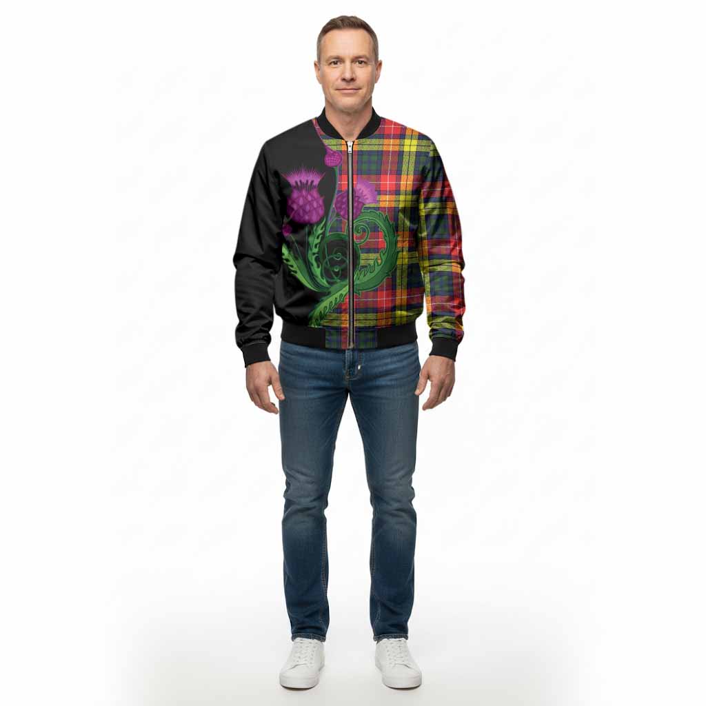 Dewar Tartan Bomber Jacket Traditional Scottish Thistle