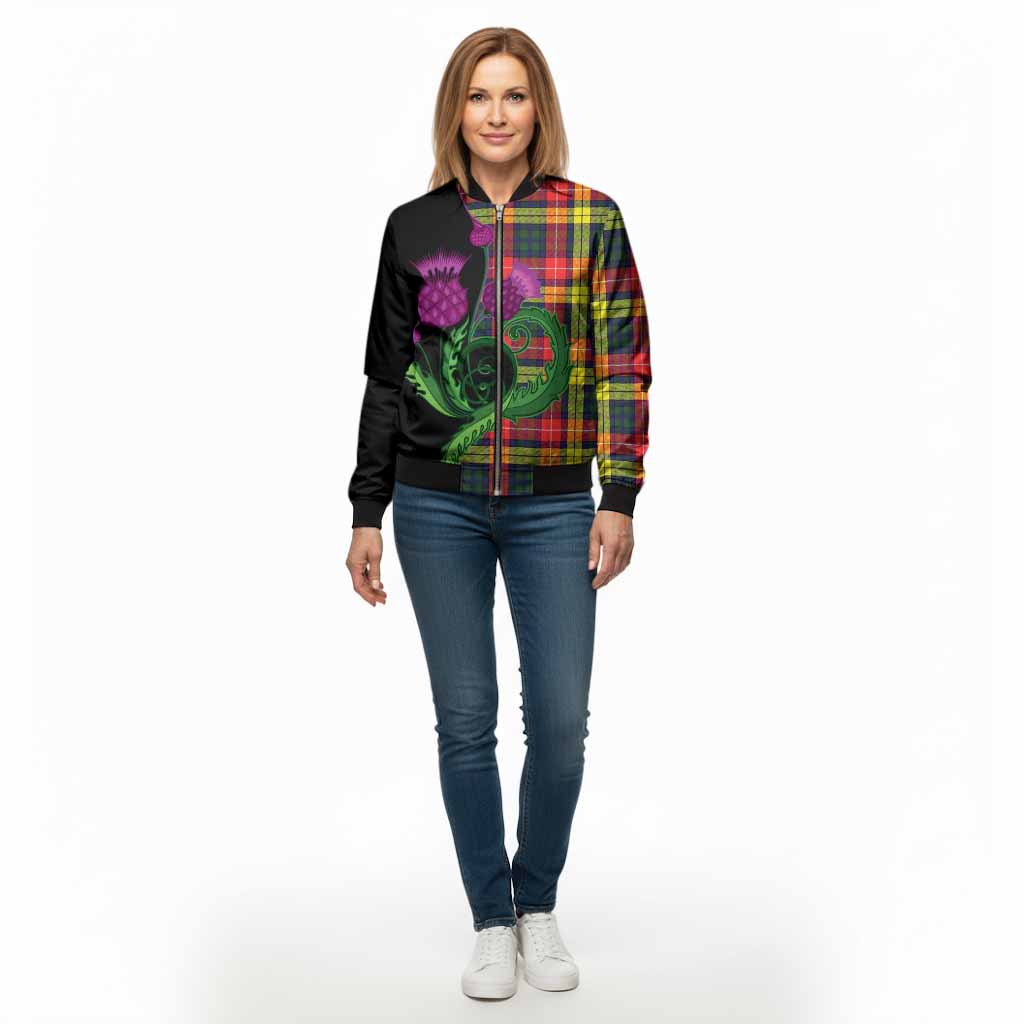 Dewar Tartan Bomber Jacket Traditional Scottish Thistle
