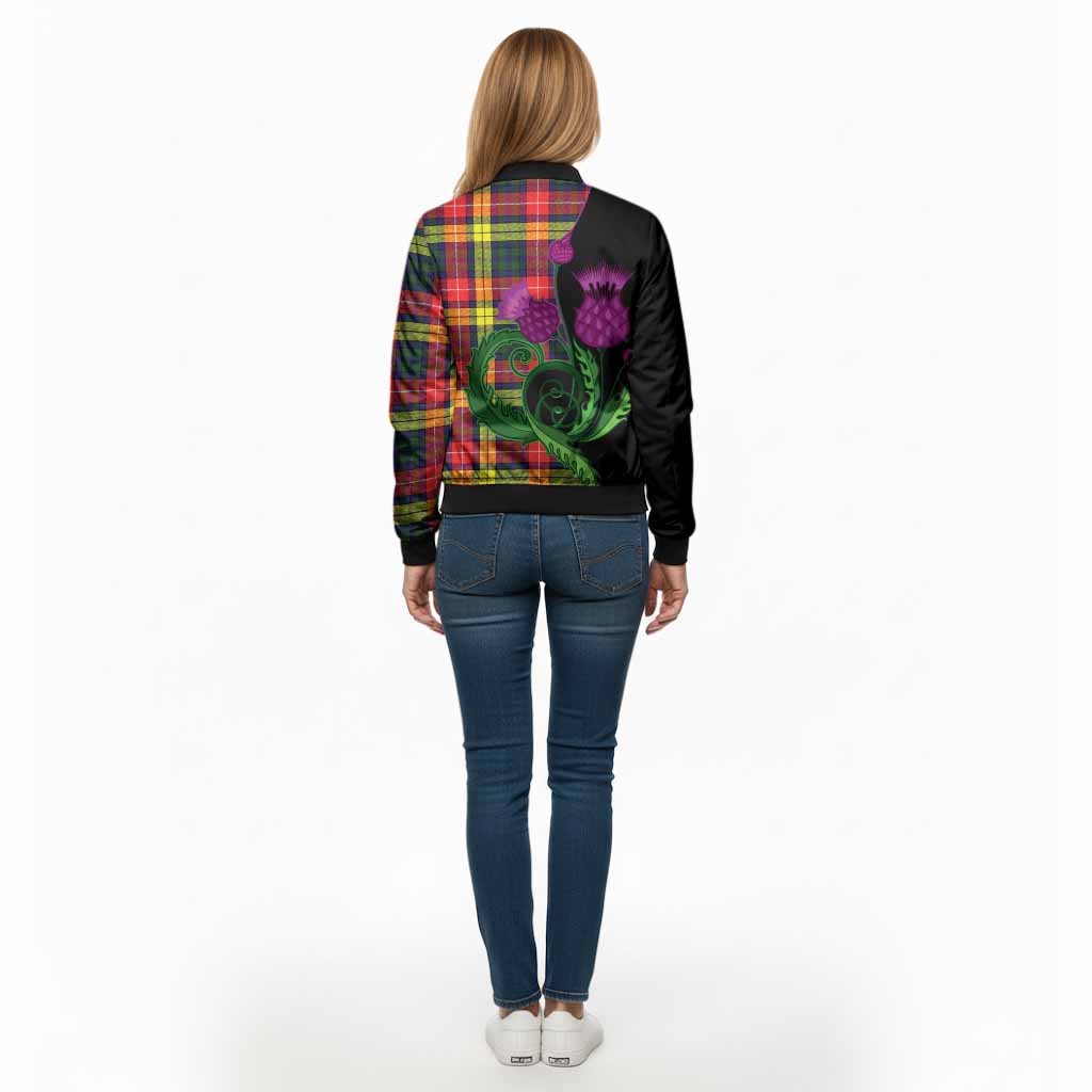 Dewar Tartan Bomber Jacket Traditional Scottish Thistle