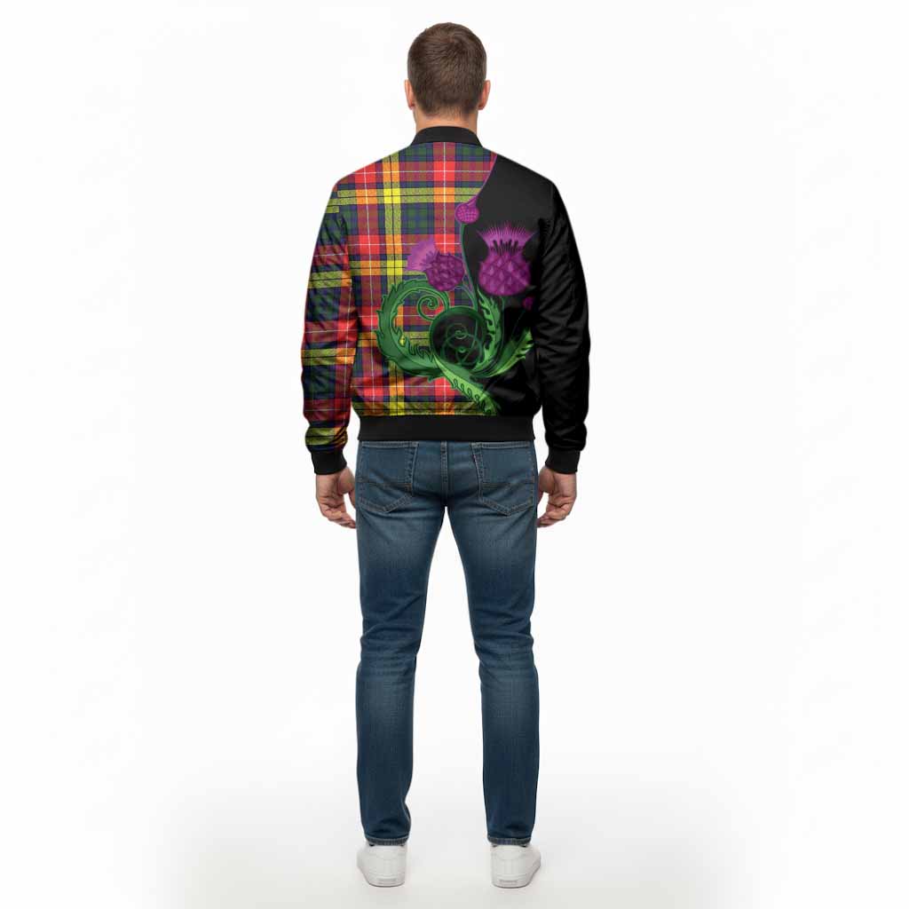 Dewar Tartan Bomber Jacket Traditional Scottish Thistle
