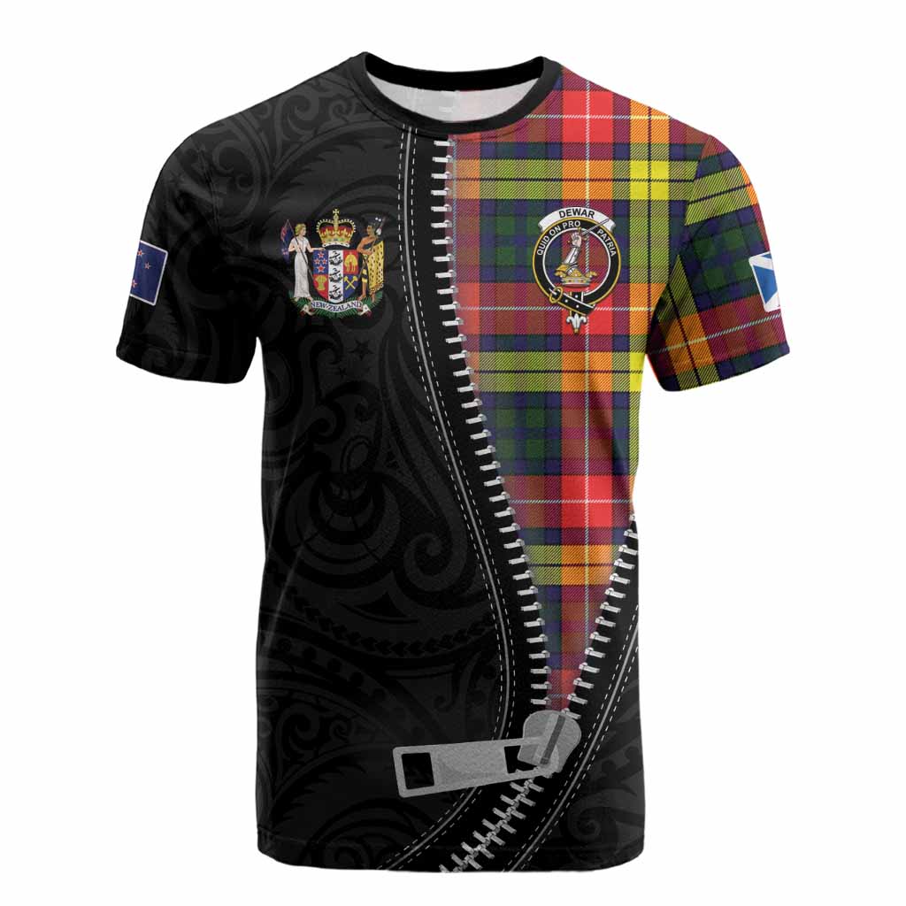 Dewar Tartan Cotton T-shirt New Zealand Pattern Unique Zipper Stylized