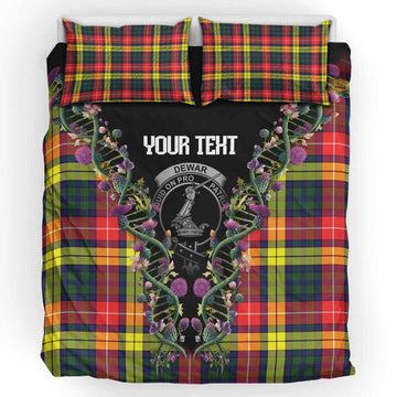 Dewar Tartan Crest Bedding Set Scottish Heritage Thistle DNA