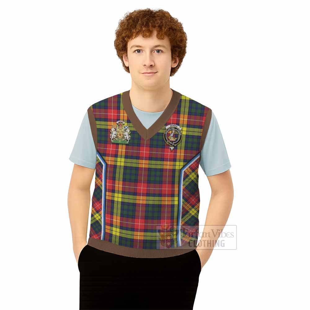 Dewar Tartan Crest Knitted V-Neck Vest Scotland Coat of Arm Flag Style - Tartan Vibes Clothing