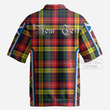 Dewar Tartan Crest Men’s Polo Sweater Top Scotland Coat of Arm Flag Style
