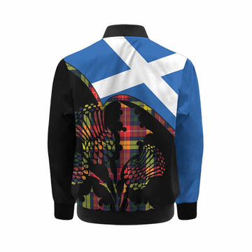 Dewar Tartan Family Crest Kid Bomber Jacket Scotland Thistle Floral Flag Style