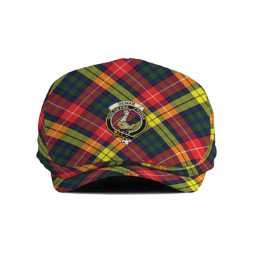 Dewar Tartan Flat Cap, Jeff Cap Cross Style with Family Crest