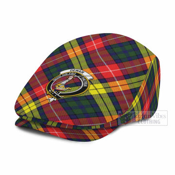 Dewar Tartan Flat Cap, Jeff Cap Cross Style with Family Crest