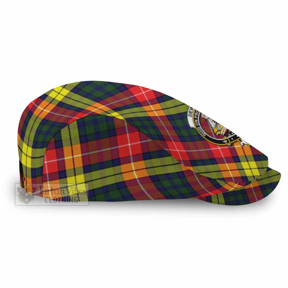Dewar Tartan Flat Cap, Jeff Cap Cross Style with Family Crest - Tartan Vibes Clothing