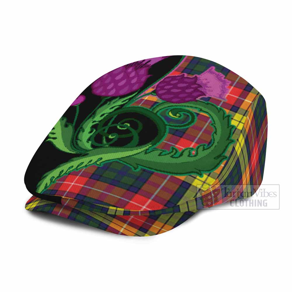 Dewar Tartan Flat Cap, Jeff Cap Traditional Scottish Thistle