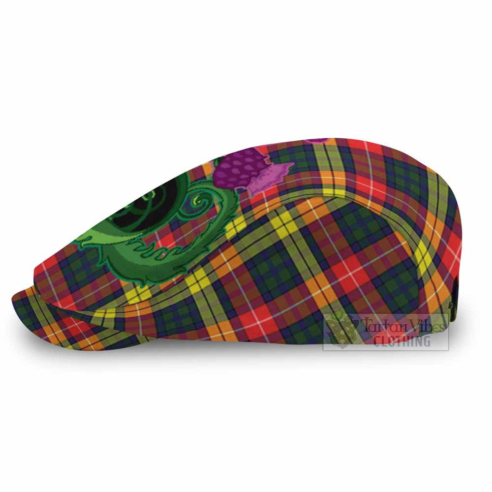 Dewar Tartan Flat Cap, Jeff Cap Traditional Scottish Thistle