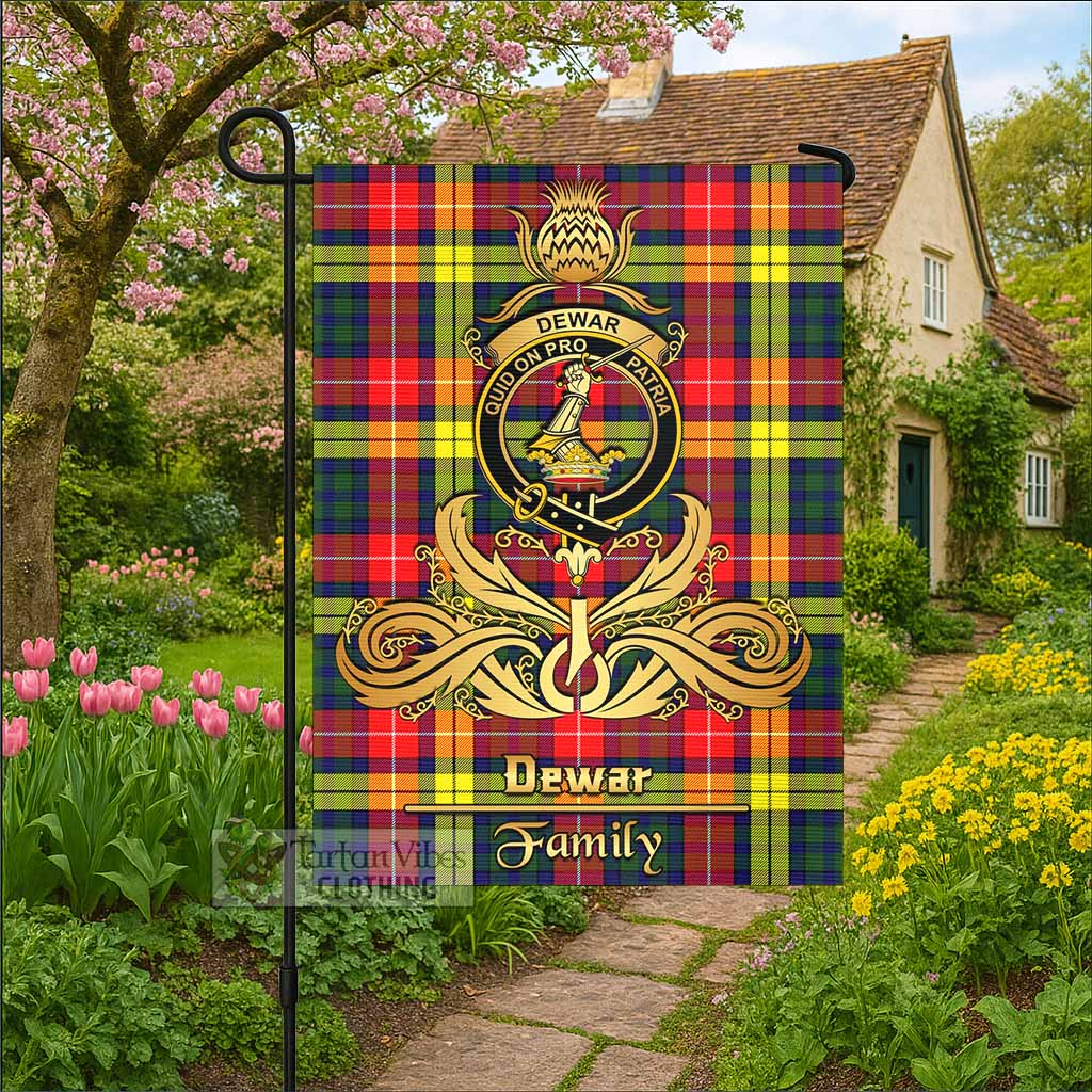 Dewar Tartan Garden Flag with Highland Thistle Cherish Family Crest Style - Tartan Vibes Clothing