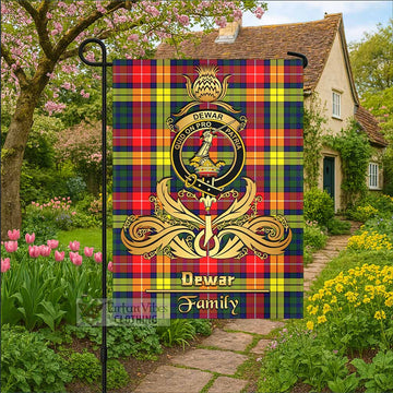 Dewar Tartan Garden Flag with Highland Thistle Cherish Family Crest Style - Tartan Vibes Clothing
