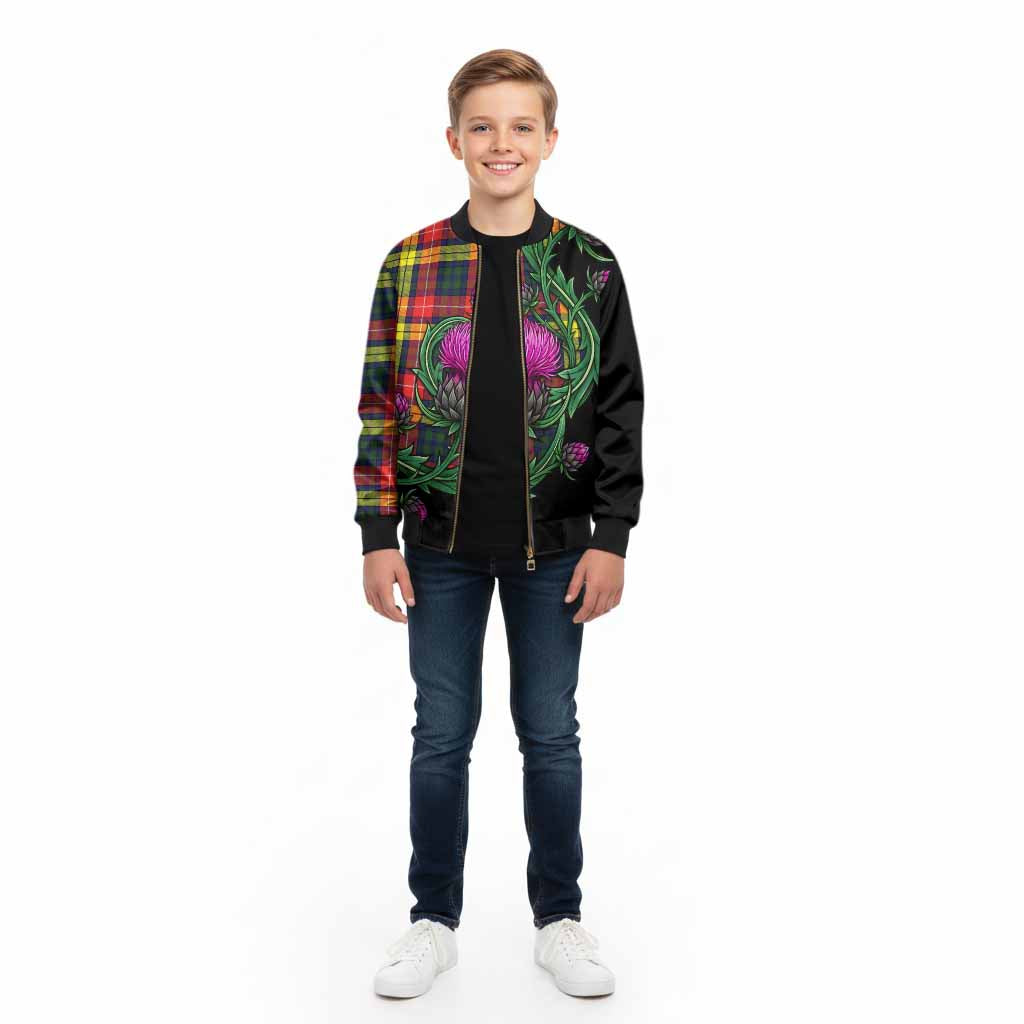 Dewar Tartan Kid Bomber Jacket Resilient Scottish Thistle - Tartan Vibes Clothing