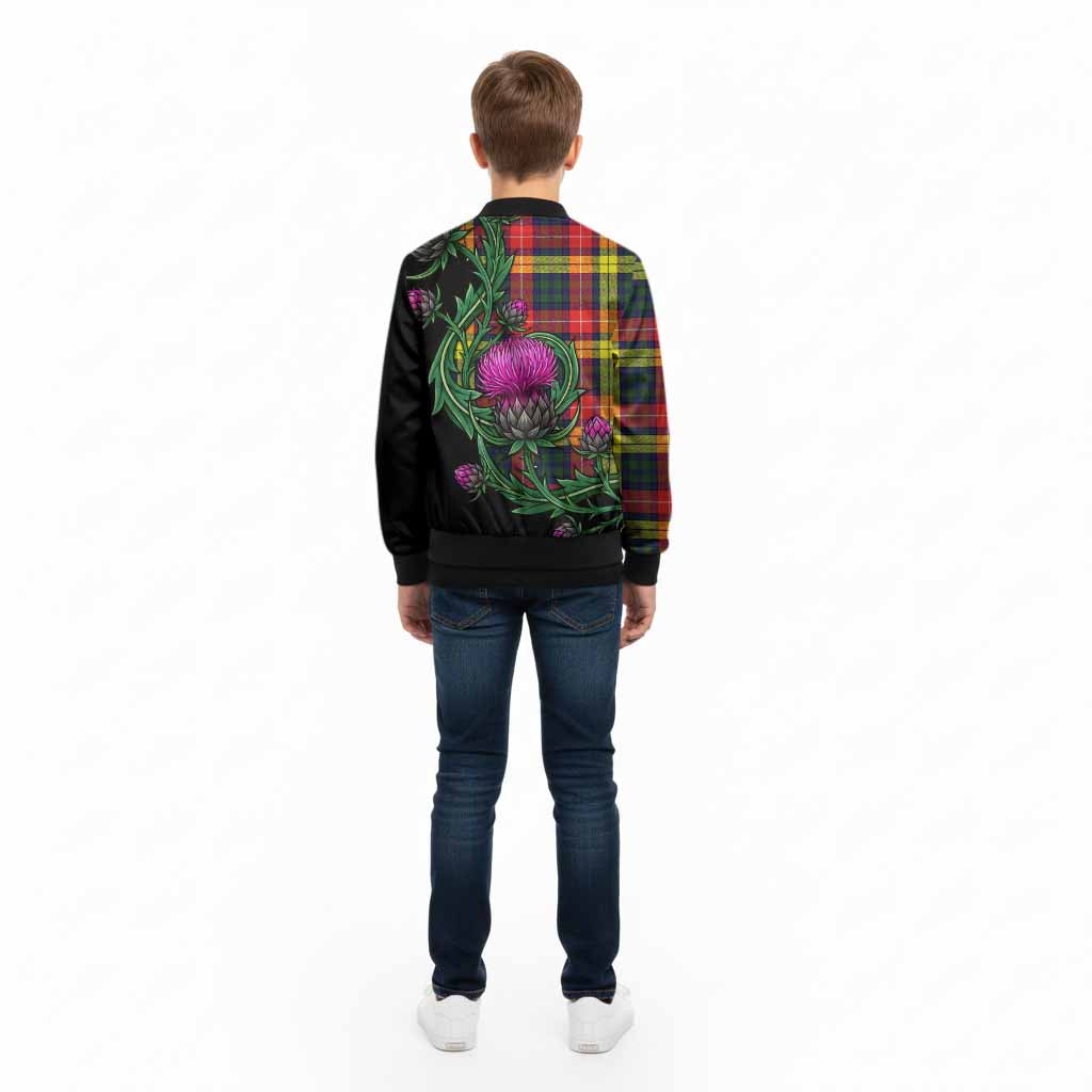 Dewar Tartan Kid Bomber Jacket Resilient Scottish Thistle - Tartan Vibes Clothing