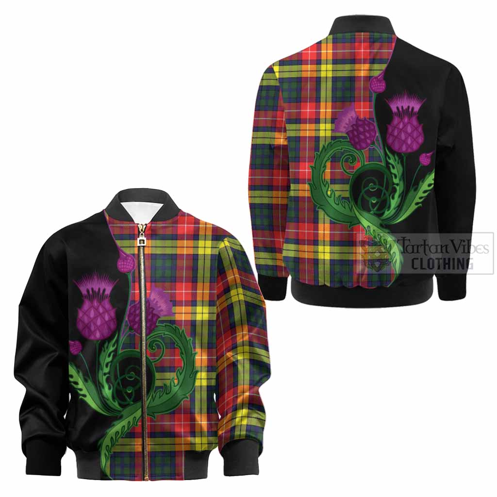 Dewar Tartan Kid Bomber Jacket Traditional Scottish Thistle - Tartan Vibes Clothing