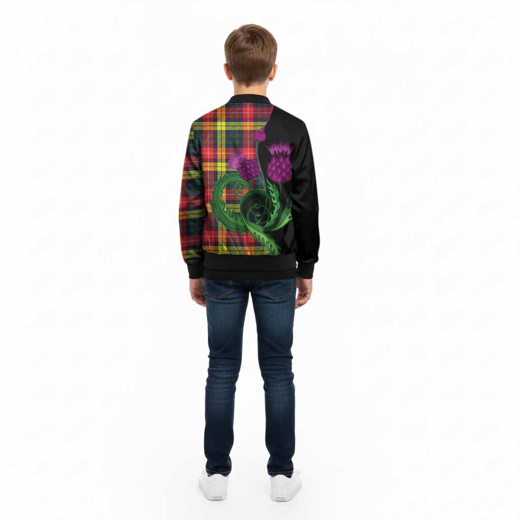 Dewar Tartan Kid Bomber Jacket Traditional Scottish Thistle - Tartan Vibes Clothing