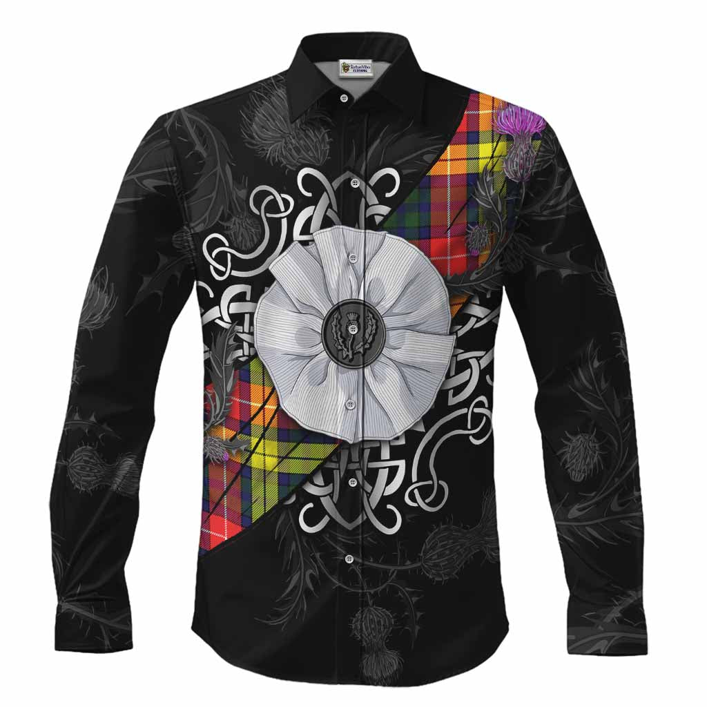 Dewar Tartan Long Sleeve Button Shirts Jacobite White Rose Men's Shirt S - Tartan Vibes Clothing