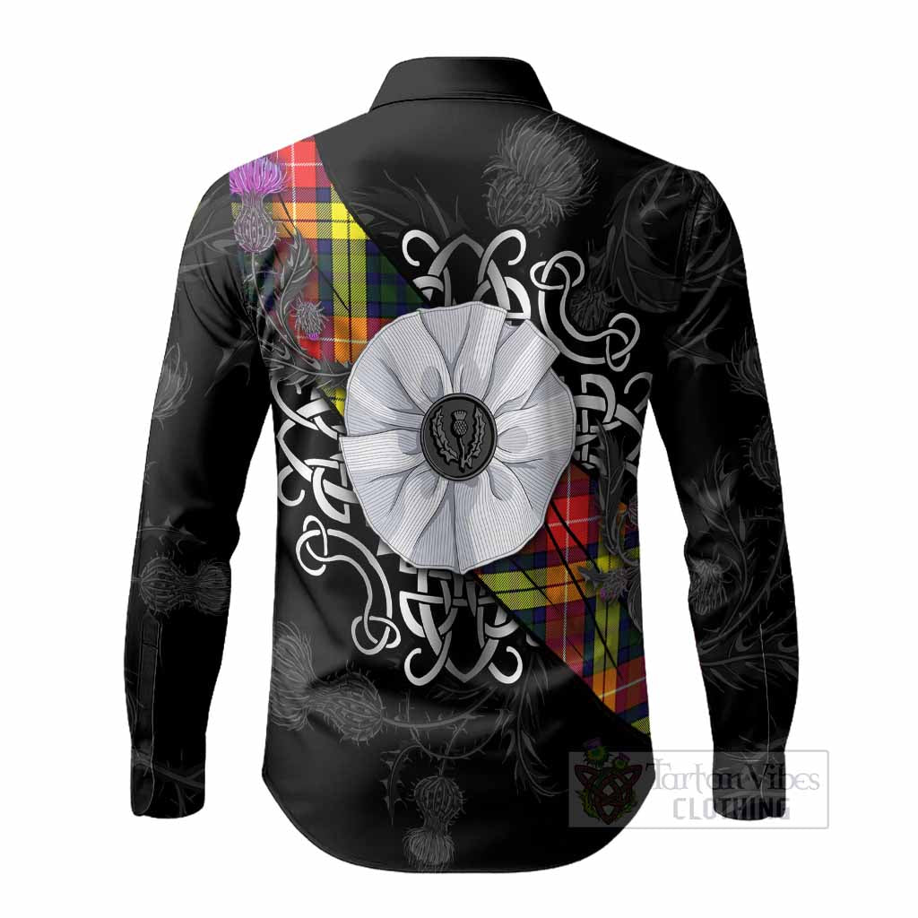Dewar Tartan Long Sleeve Button Shirts Jacobite White Rose - Tartan Vibes Clothing