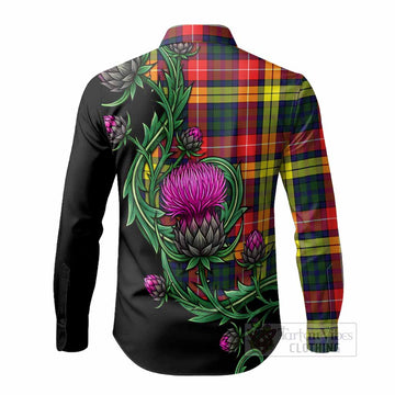 Dewar Tartan Long Sleeve Button Shirts Resilient Scottish Thistle