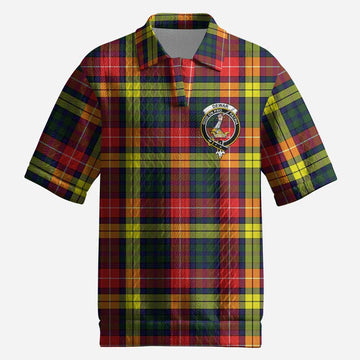 Dewar Tartan Men’s Polo Sweater Top with Family Crest