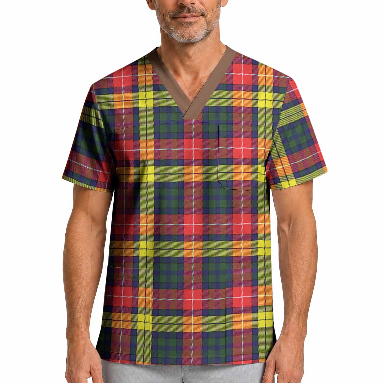 Dewar Tartan Scrub Top XL - Tartan Vibes Clothing