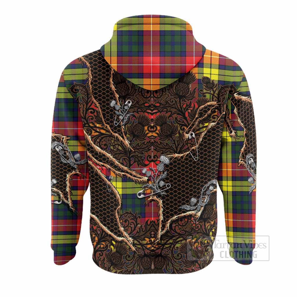Dewar Tartan Thistle Dark Gothic Hoodie - Tartan Vibes Clothing
