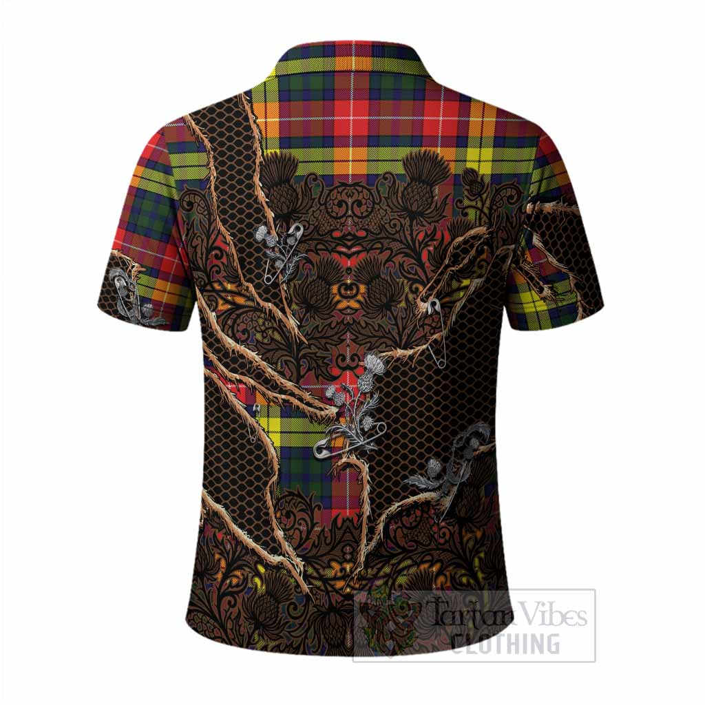 Dewar Tartan Thistle Dark Gothic Polo Shirt - Tartan Vibes Clothing