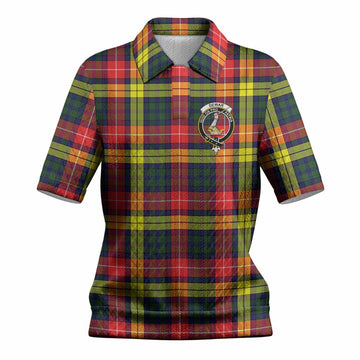 Dewar Tartan Women’s Polo Sweater Top with Family Crest