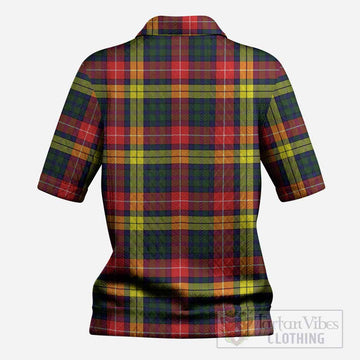 Dewar Tartan Women’s Polo Sweater Top with Family Crest