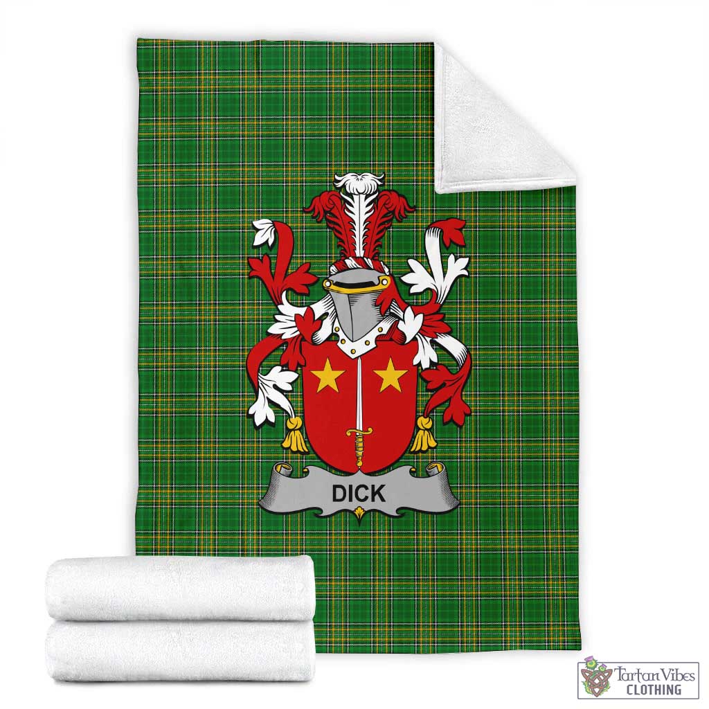 Dick Irish Clan Tartan Blanket with Coat of Arms X-Large 59 x 79 inches 150 x 200 cm - Tartan Vibes Clothing