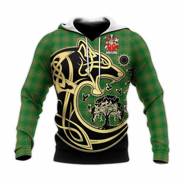 Dick Irish Tartan Knitted Hoodie with Coat of Arms Celtic Wolf Style Unisex Knitted Pullover Hoodie - Tartan Vibes Clothing