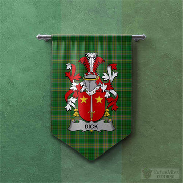 Tartan Vibes Clothing Dick Irish Clan Tartan Gonfalon, Tartan Banner with Coat of Arms