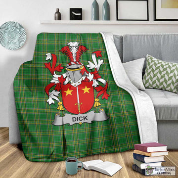 Tartan Vibes Clothing Dick Irish Clan Tartan Blanket with Coat of Arms