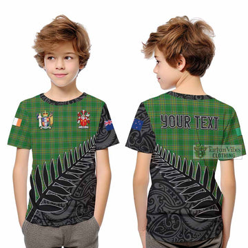 Dick Irish Clan Tartan Kid T-Shirt with Coat of Arms New Zealand Silver Fern Half Style - Tartan Vibes Clothing