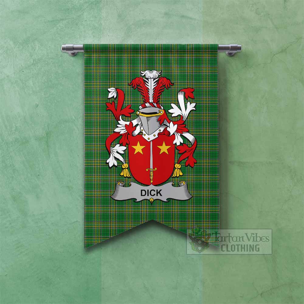 Dick Irish Clan Tartan Gonfalon, Tartan Banner with Coat of Arms Fishtail - Tartan Vibes Clothing