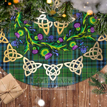 Tartan Vibes Clothing Dick Tartan Christmas Tree Skirt with Thistle Celtic Knot Style