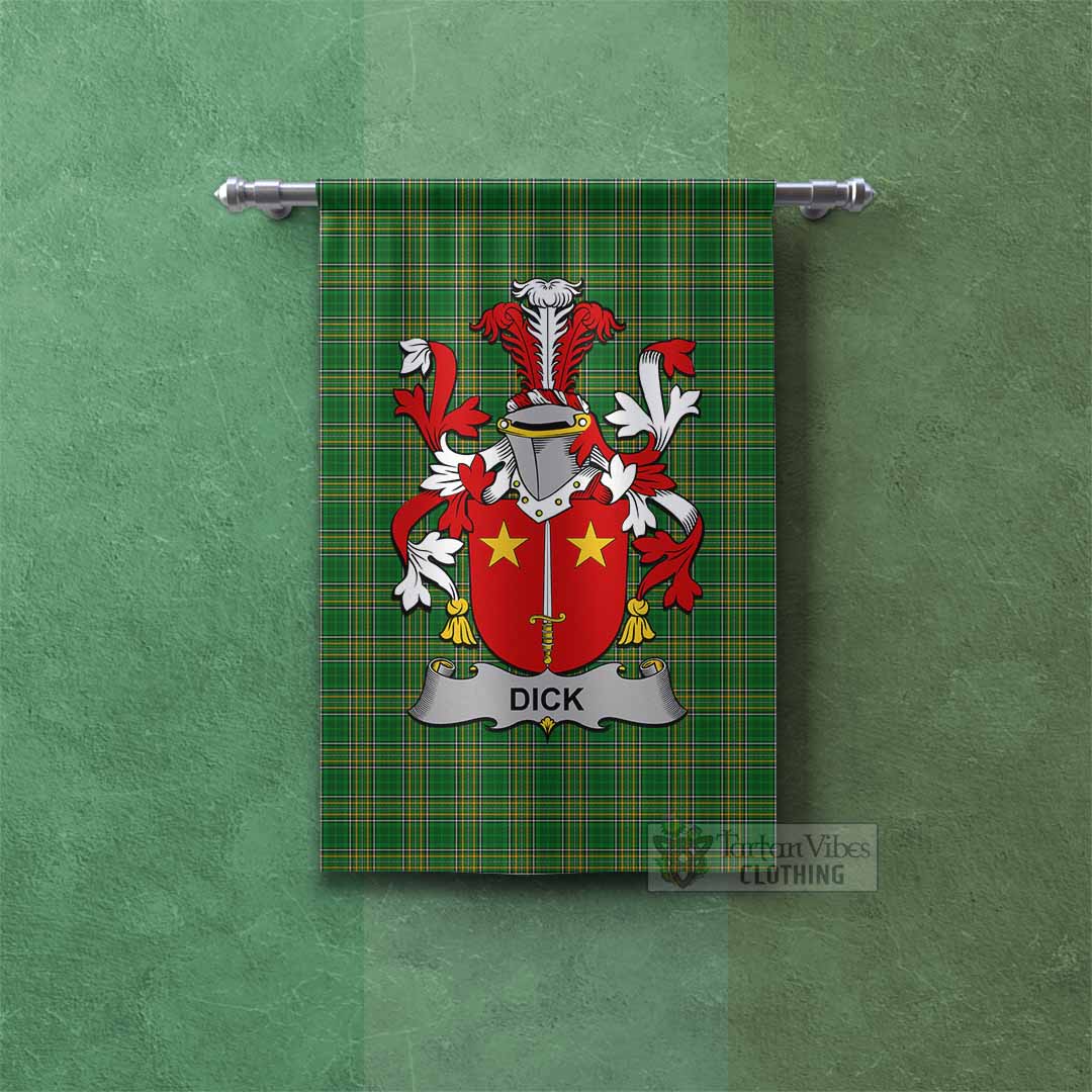 Dick Irish Clan Tartan Gonfalon, Tartan Banner with Coat of Arms Rectangle - Tartan Vibes Clothing