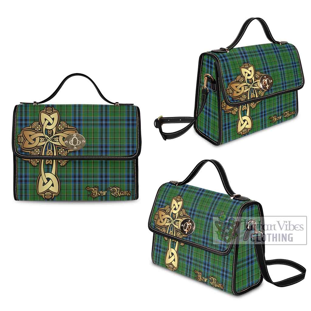 Tartan Vibes Clothing Dick Tartan Waterproof Canvas Bag Golden Thistle Celtic Cross Style