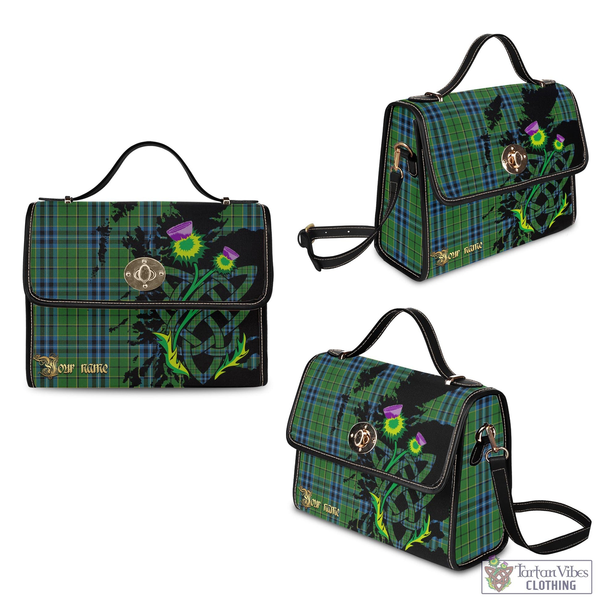 Tartan Vibes Clothing Dick Tartan Waterproof Canvas Bag with Scotland Map and Thistle Celtic Accents