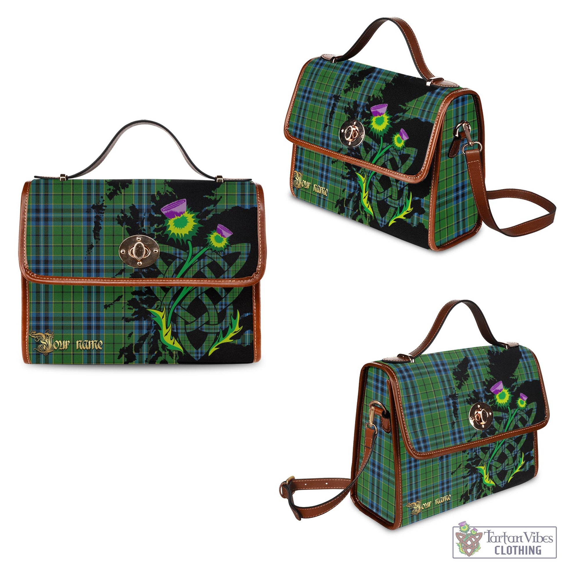 Tartan Vibes Clothing Dick Tartan Waterproof Canvas Bag with Scotland Map and Thistle Celtic Accents