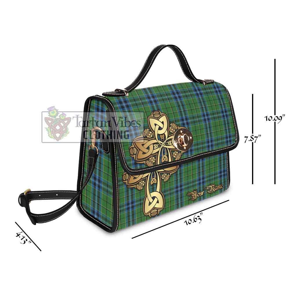 Tartan Vibes Clothing Dick Tartan Waterproof Canvas Bag Golden Thistle Celtic Cross Style
