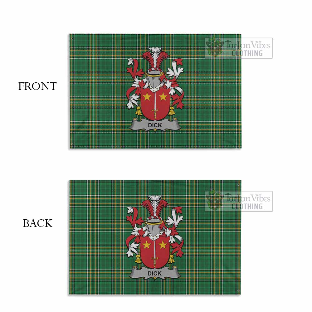 Tartan Vibes Clothing Dick Irish Clan Tartan House Flag with Coat of Arms