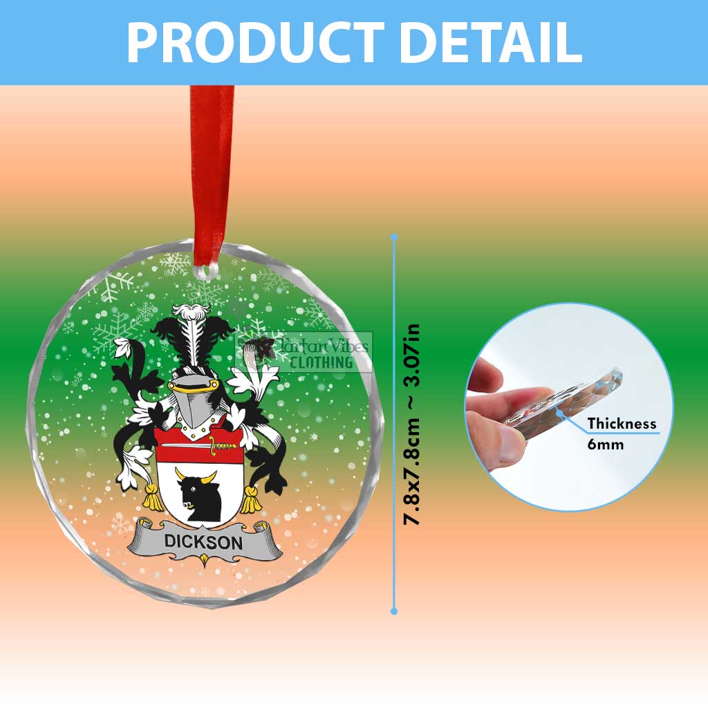 Tartan Vibes Clothing Dickson Irish Clan Christmas Glass Ornament with Coat of Arms
