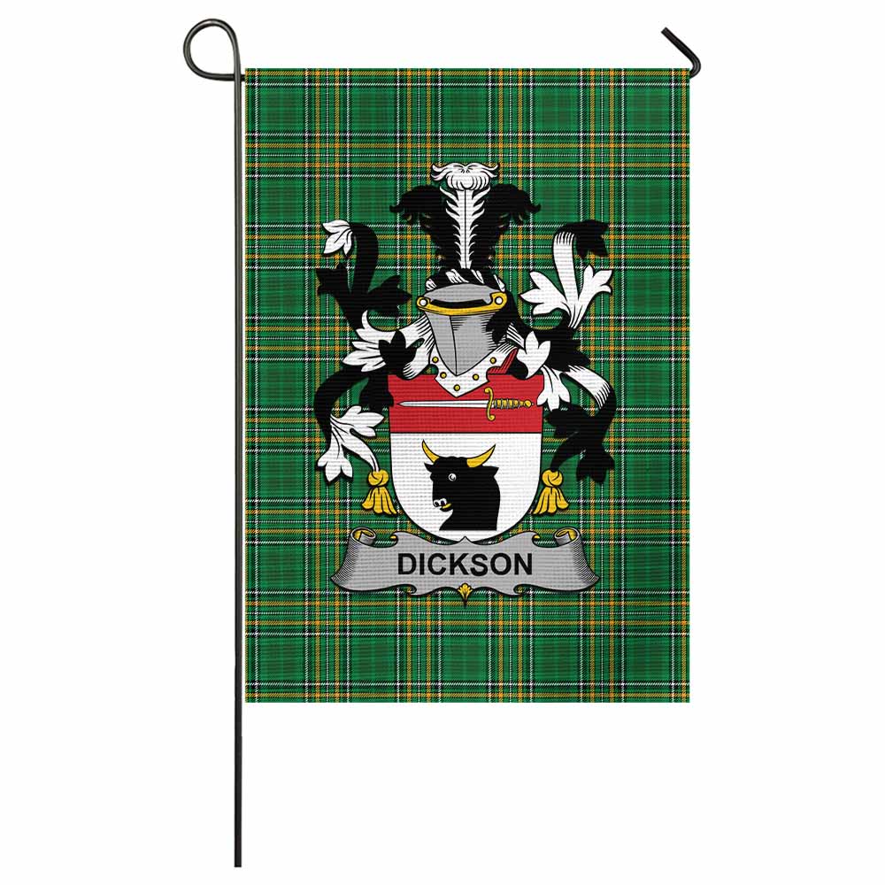 Dickson Irish Clan Tartan Flag with Coat of Arms
