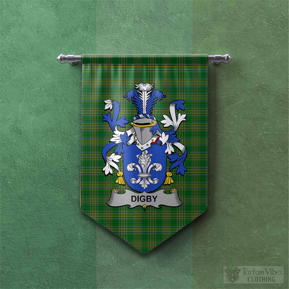 Tartan Vibes Clothing Digby Irish Clan Tartan Gonfalon, Tartan Banner with Coat of Arms