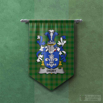 Digby Irish Clan Tartan Gonfalon, Tartan Banner with Coat of Arms