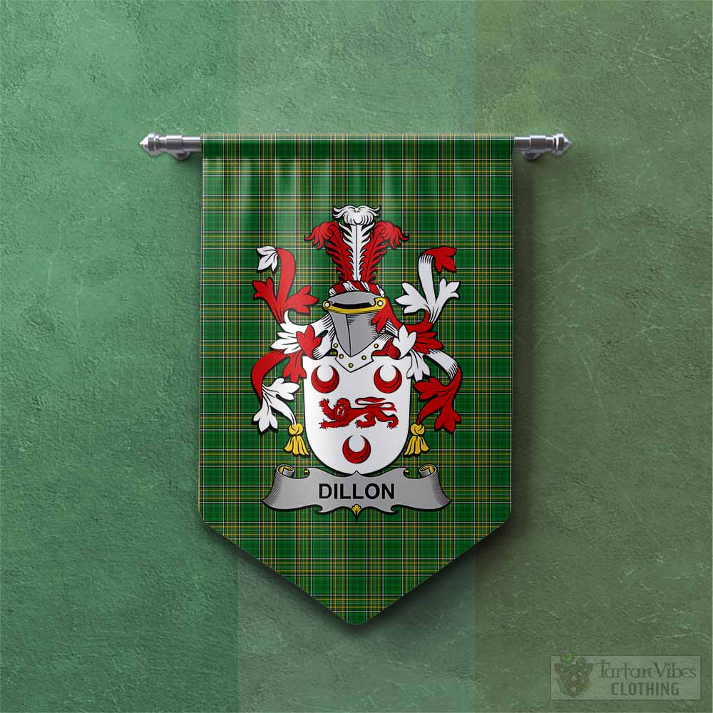 Tartan Vibes Clothing Dillon Irish Clan Tartan Gonfalon, Tartan Banner with Coat of Arms
