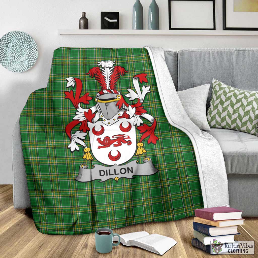 Dillon Irish Clan Tartan Blanket with Coat of Arms - Tartan Vibes Clothing